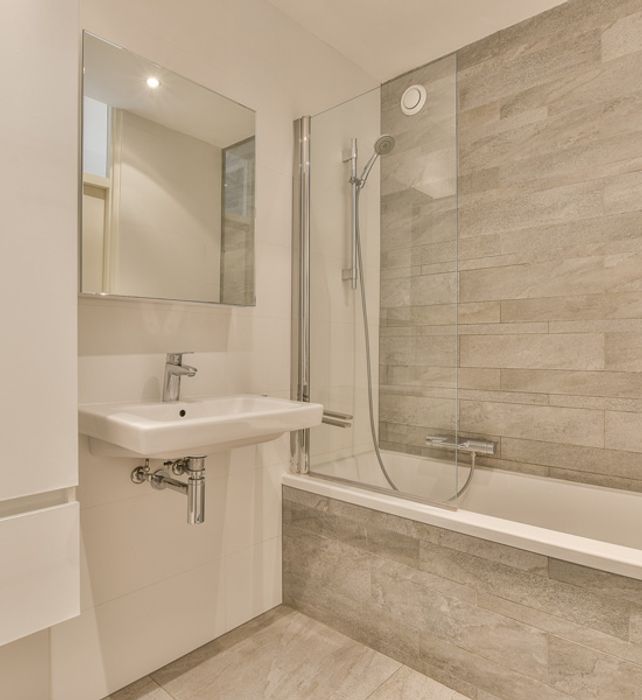 modern bathroom with tile shower