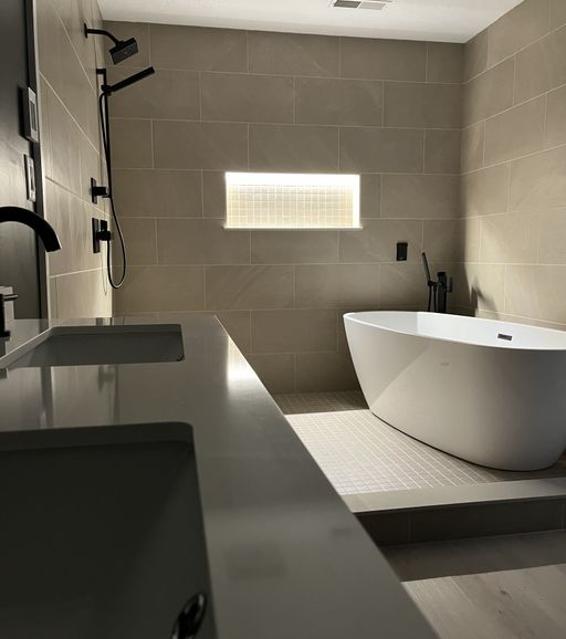 modern bathroom tub install